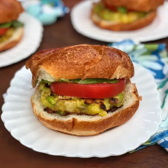 These yummy potato veggie burgers have the perfect ratio of carbs and protein for a post-workout meal (make them ahead of time and freeze!)