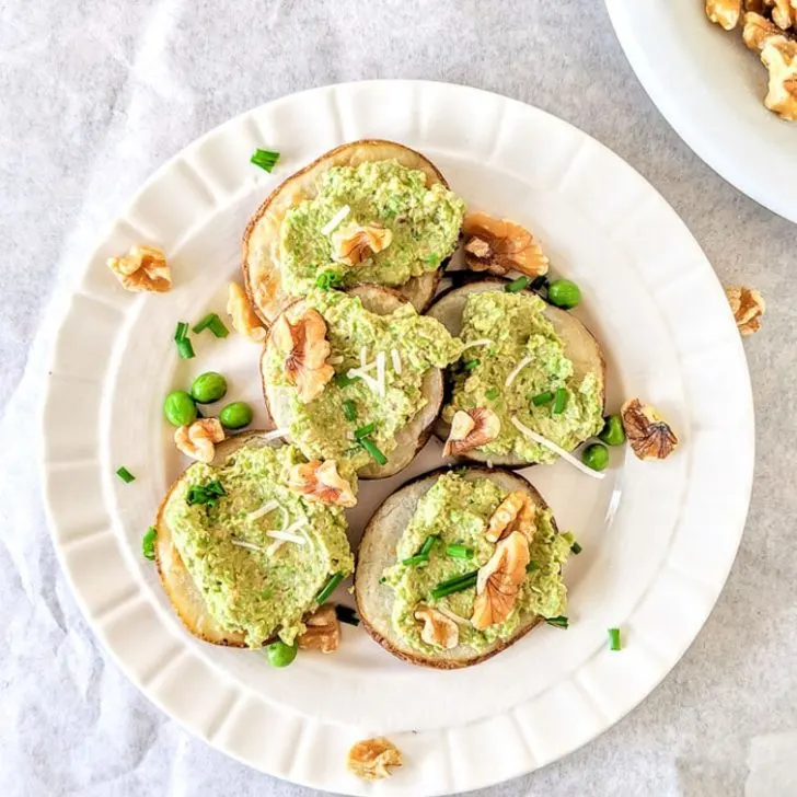 Smashed Pea Toast with Toasted Walnuts