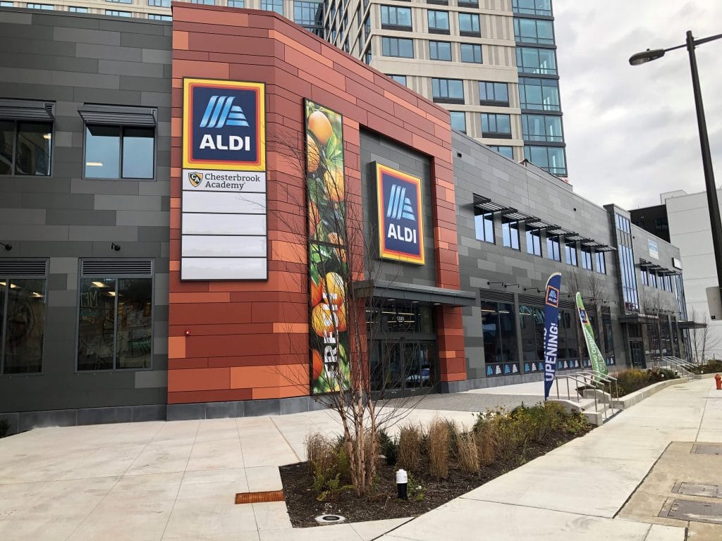 the front of the flagship Philadelphia ALDI store