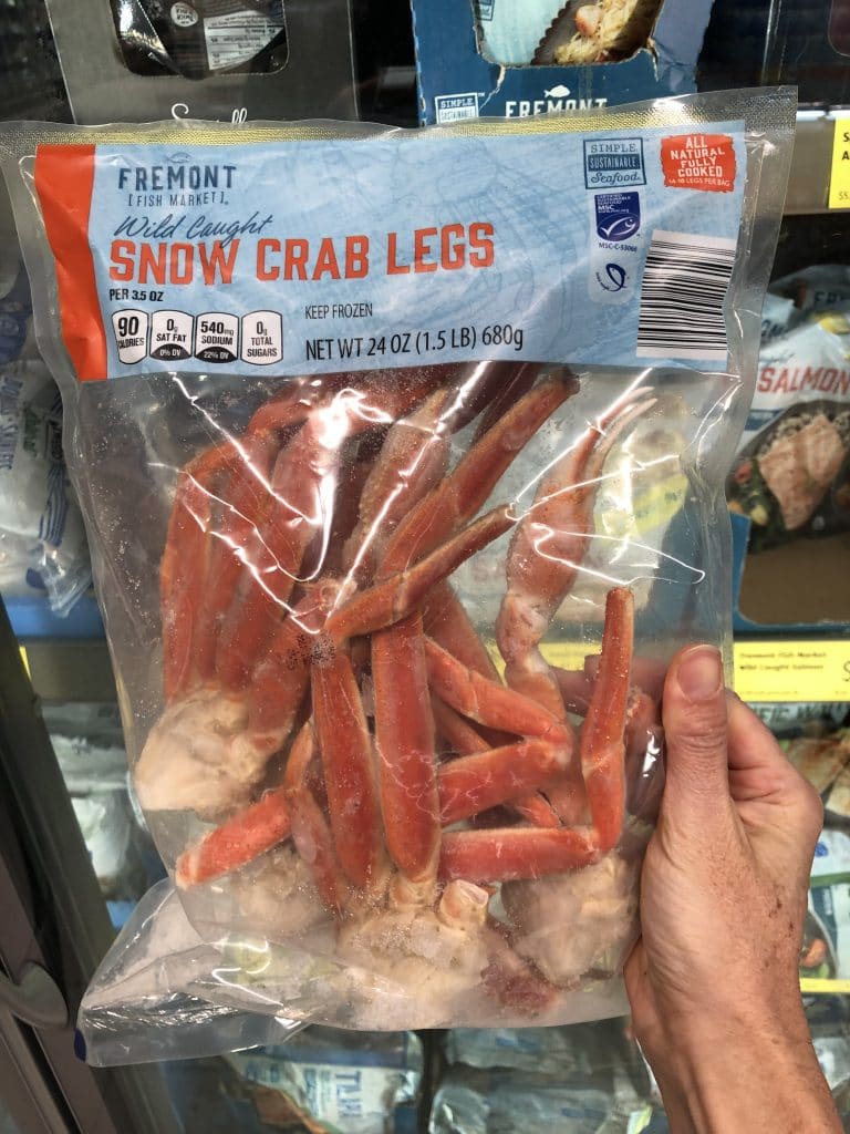bag of frozen snow crab legs at ALDI